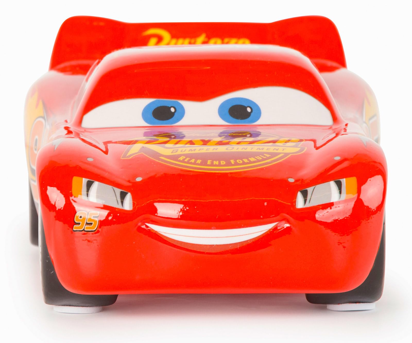 Jay Franco Disney Cars Lightning McQueen ceramic piggy bank, front view, ideal for kids' savings.