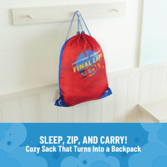 Jay Franco Disney Cars slumber sack highlights Lighting McQueen design for imaginative sleepovers.