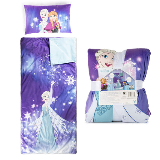 Jay Franco kids slumber bag 54x27 with Frozen design for cozy sleepovers.
