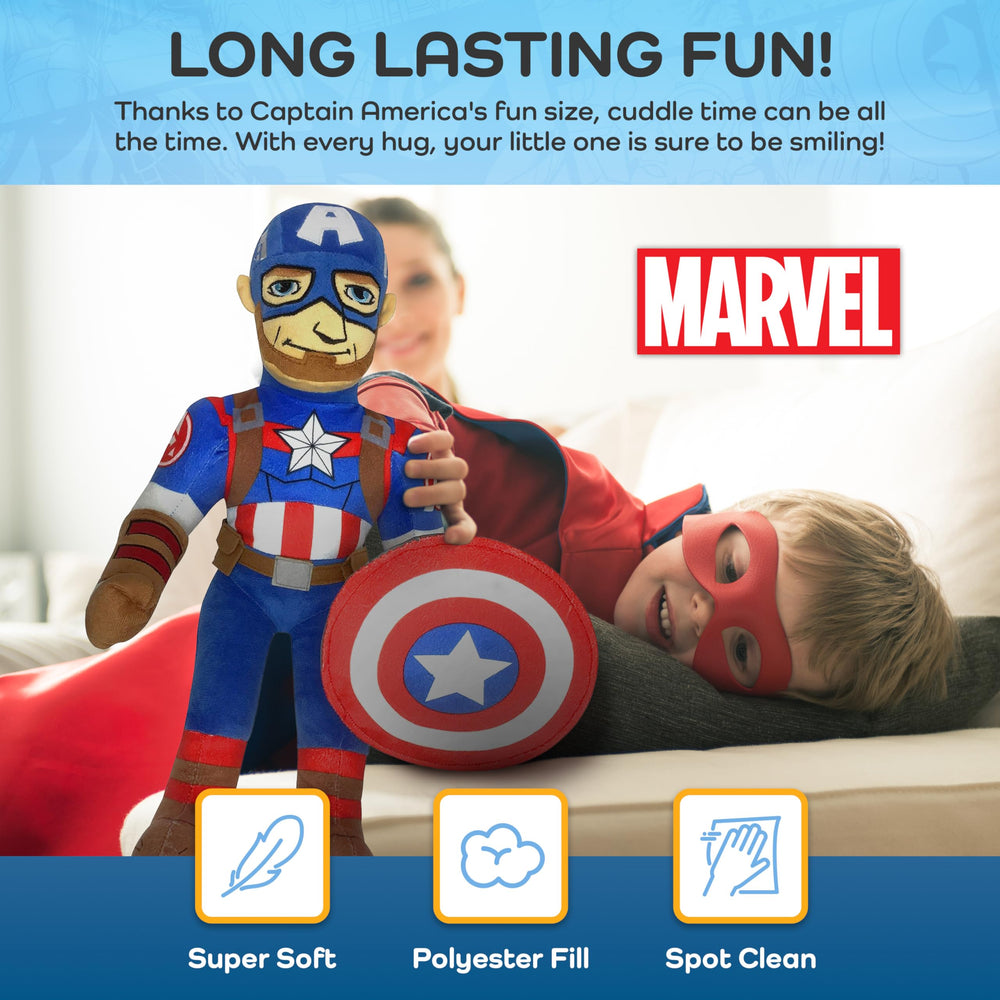 Jay Franco Captain America pillow buddy close-up fabric, soft microfiber texture.