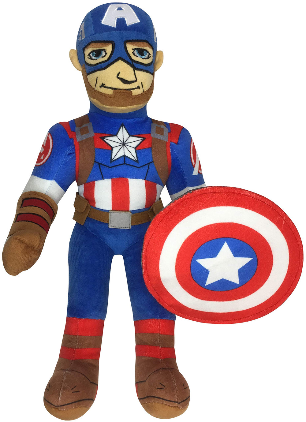Jay Franco Captain America pillow buddy, front view, cozy nap support.