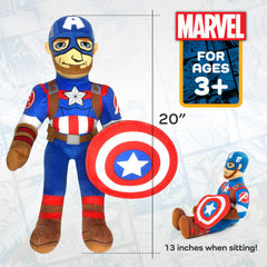 Jay Franco Captain America pillow buddy, side view, ideal for car rides.