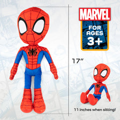Jay Franco Marvel Spidey pillow buddy side view, durable plush for travel.