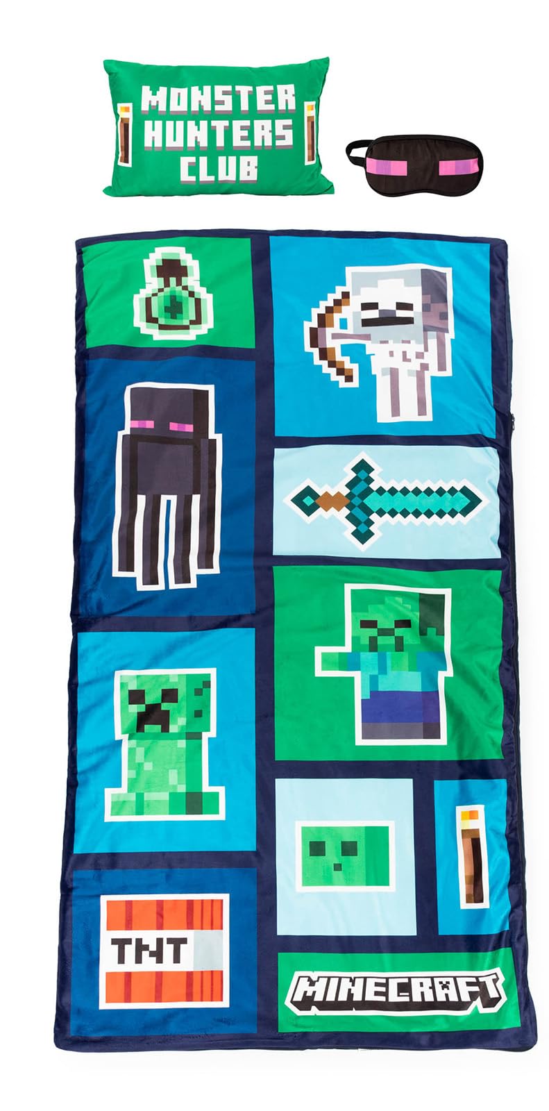 Jay Franco Minecraft Creeper slumber bag 27x54 for cozy sleepovers