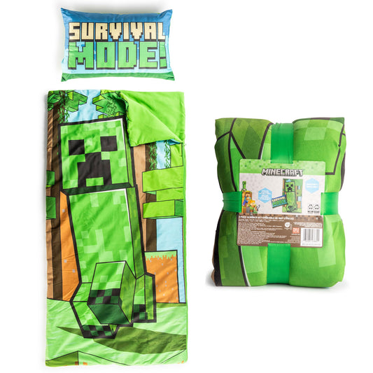Jay Franco Minecraft slumber bag 54x27 for cozy indoor sleepovers.