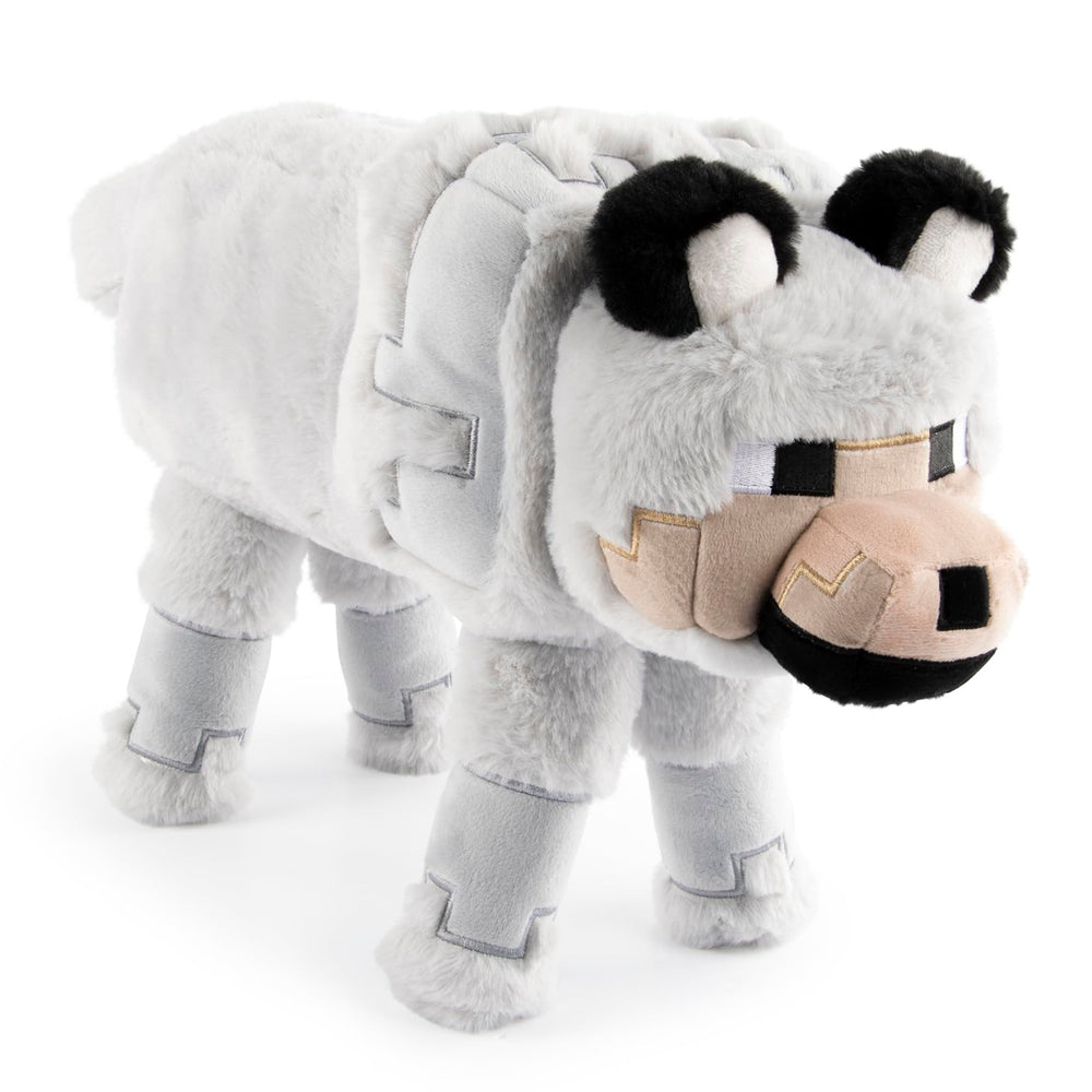Jay Franco Minecraft Wolf Pillow Buddy in 19-inch gray plush for cozy bedtime comfort.