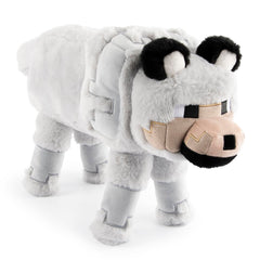 Jay Franco Minecraft Wolf Pillow Buddy in 19-inch gray plush for cozy bedtime comfort.