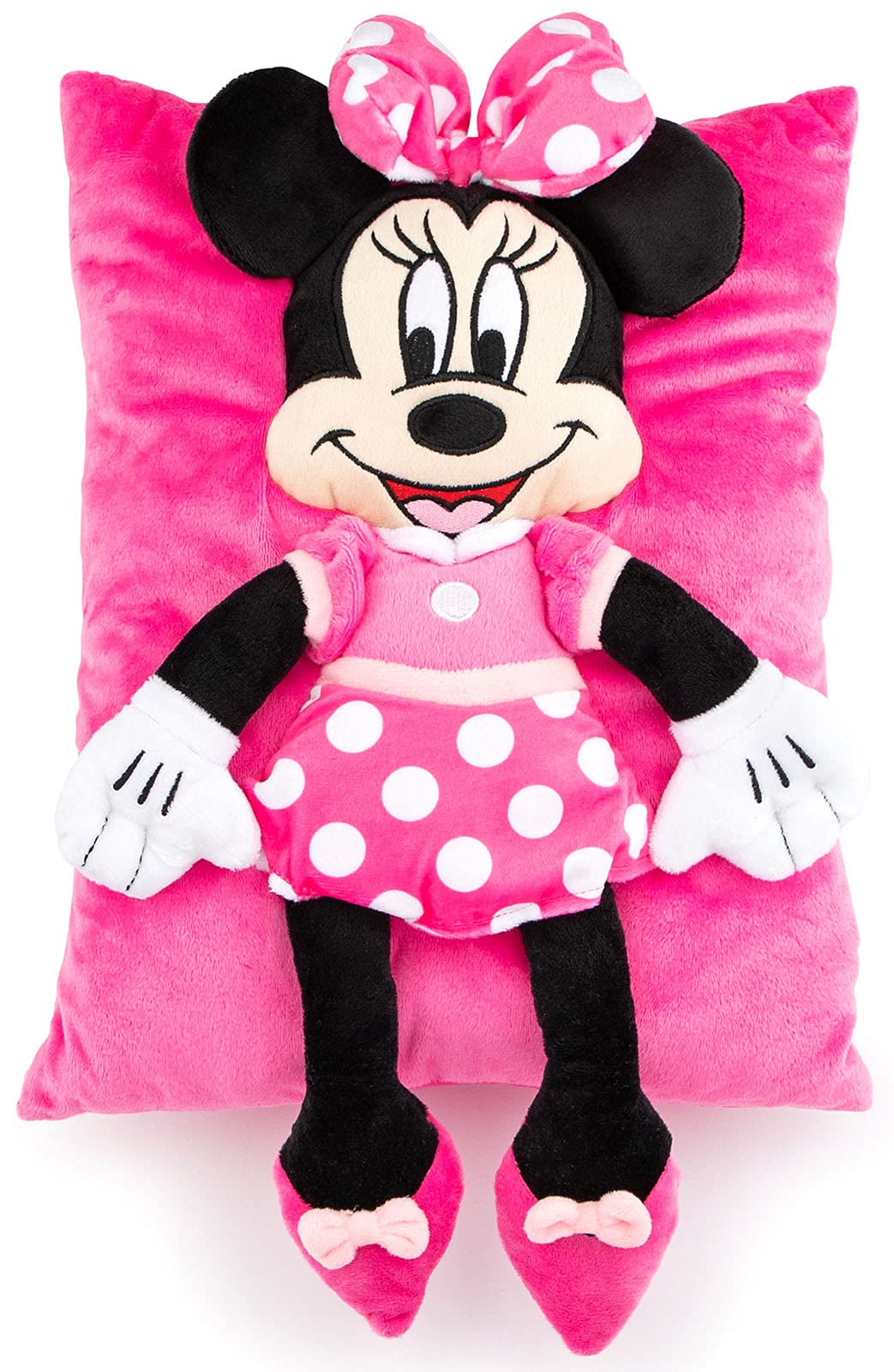 Jay Franco Minnie Mouse 3D Snuggle Pillow front view for cozy hugs.