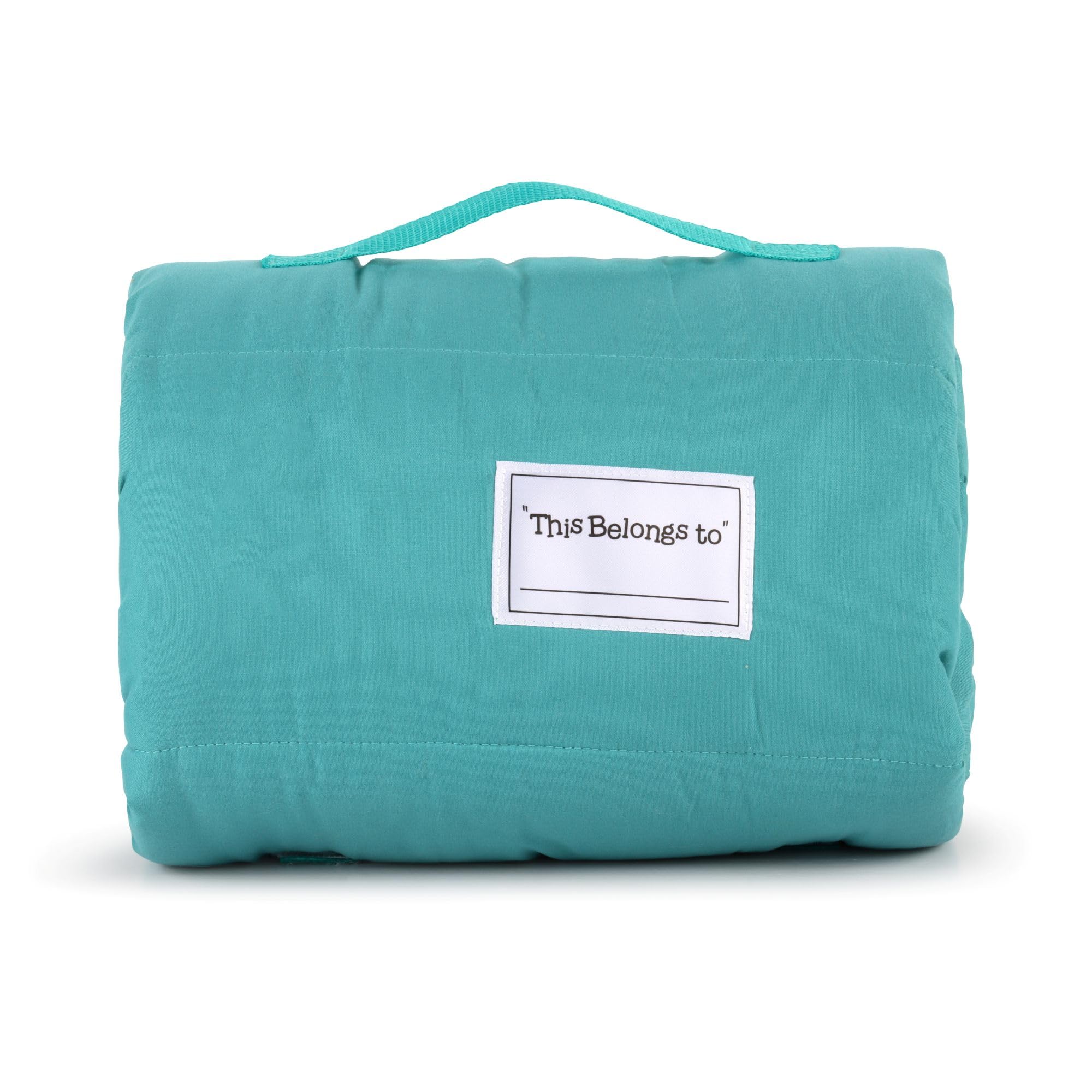 Jay Franco nap mat with built-in name tag for easy school ID.