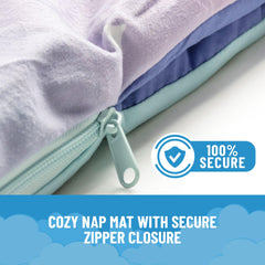 Jay Franco nap mat rolls up for compact storage and travel