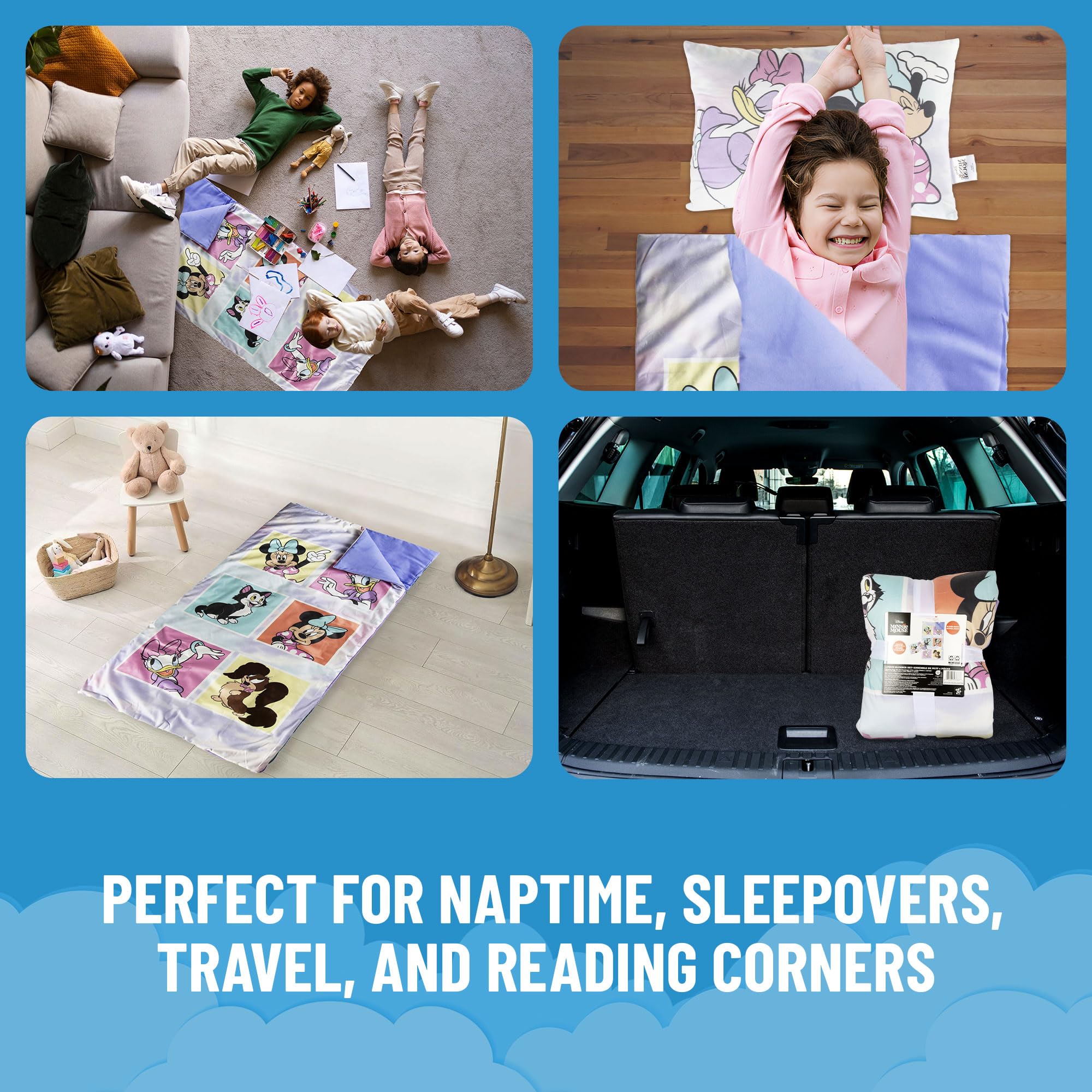 Jay Franco nap mat rolls up for easy transport and storage.