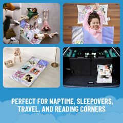 Jay Franco nap mat rolls up for easy transport and storage.
