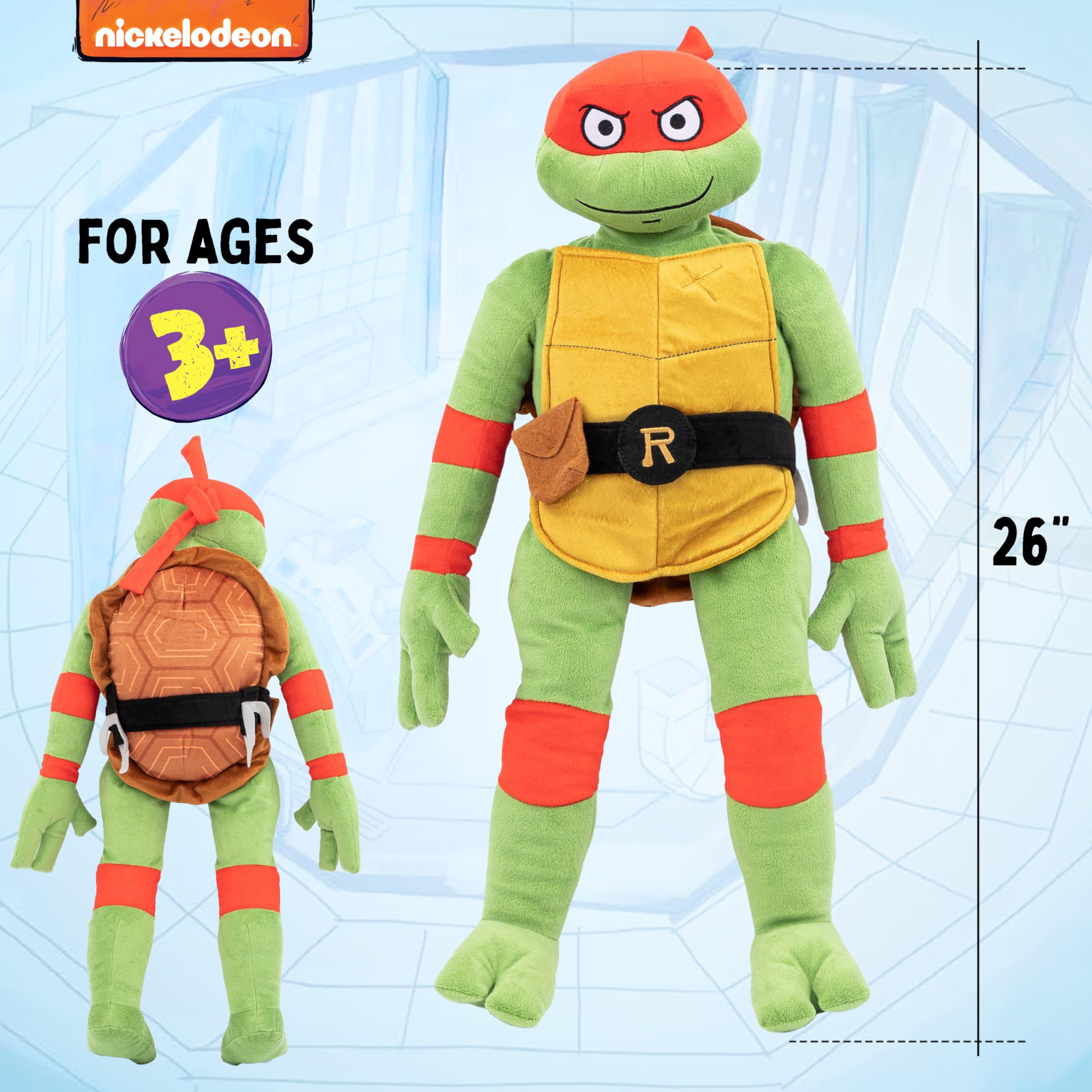 Jay Franco Raphael plush pillow buddy full-length view showing 26-inch size.