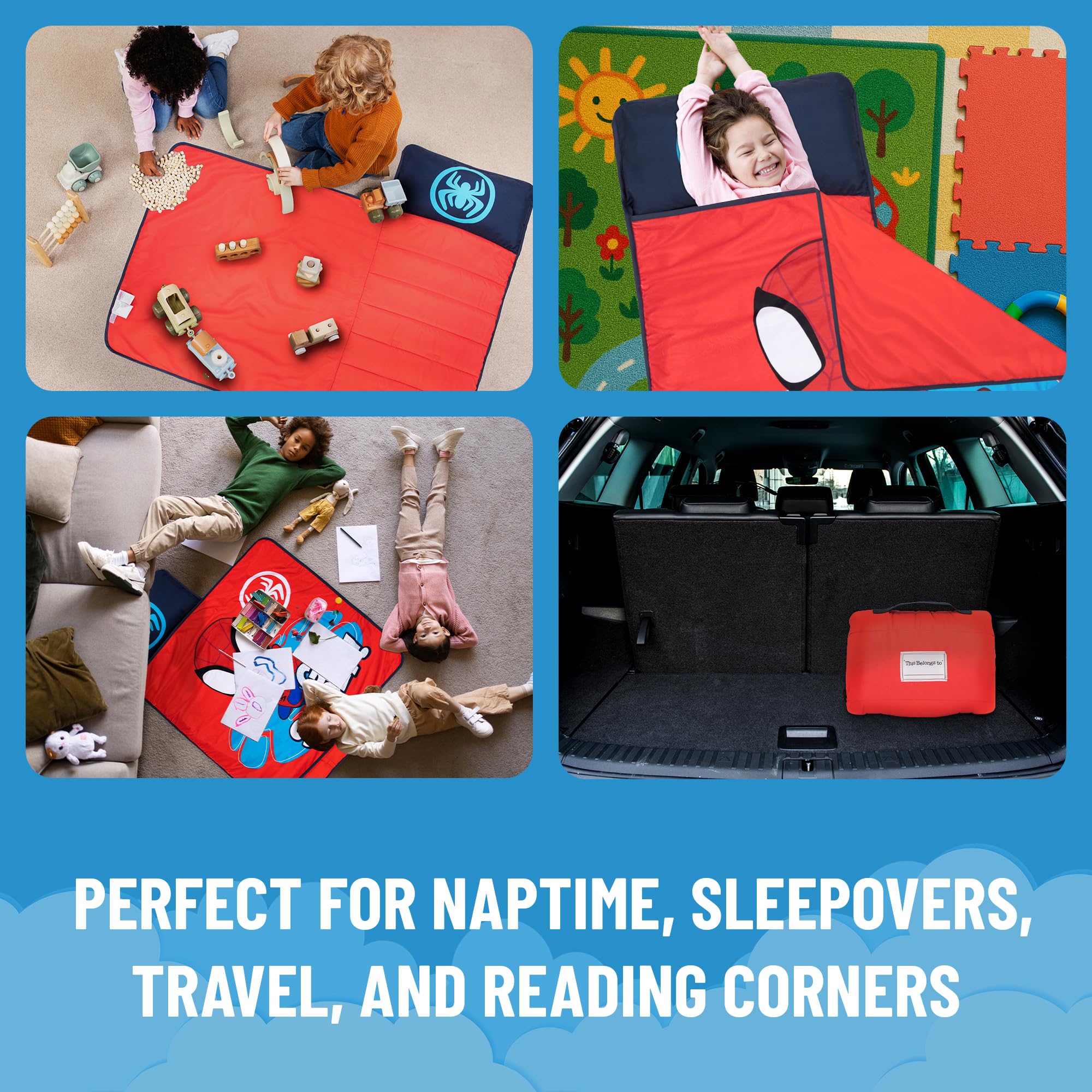 Spiderman nap mat 46x20 sleep surface offers ample rest space