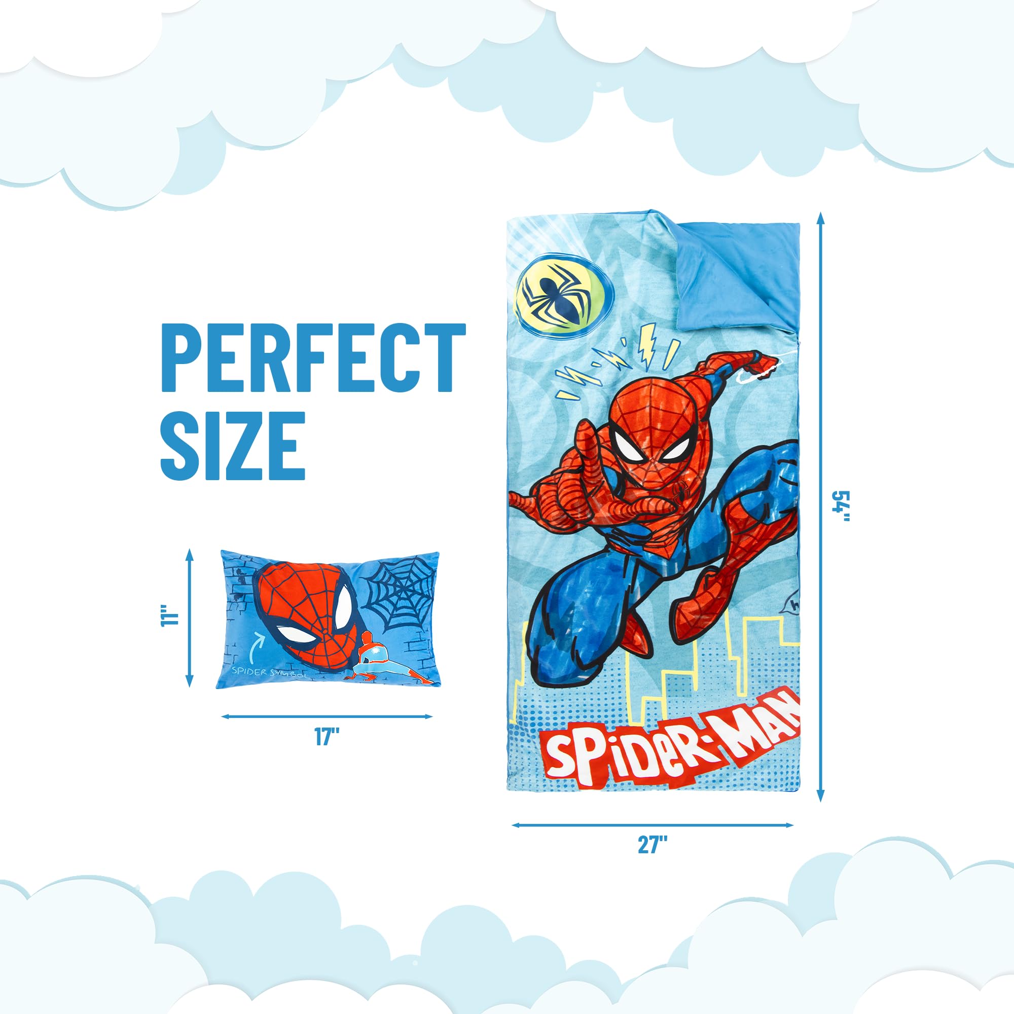 Jay Franco Spiderman slumber pillow 17x11—plush support for comfy bedtimes.