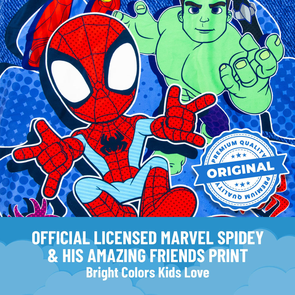 Jay Franco Spidey slumber bag and pillow ready for travel and sleepovers.
