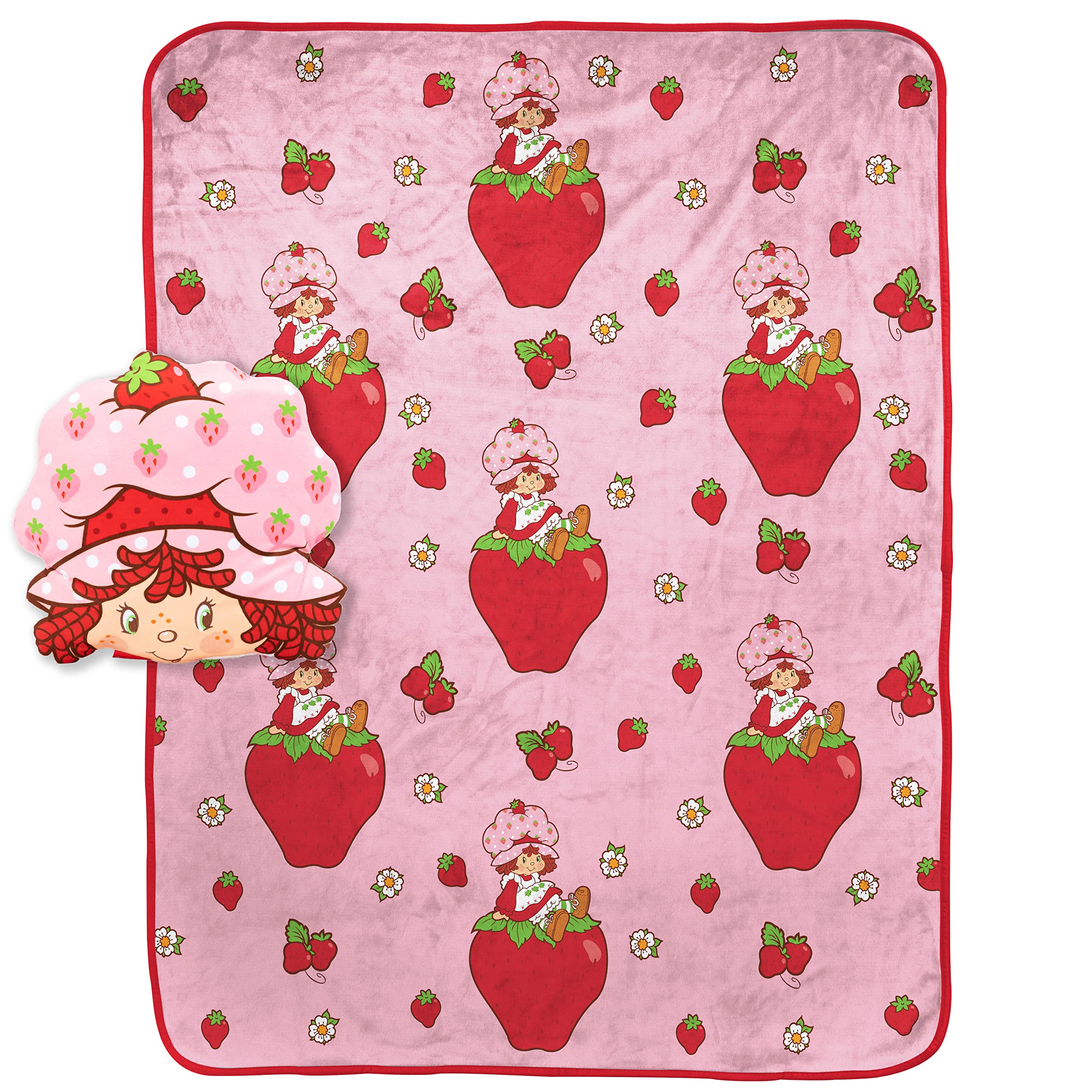 Jay Franco Strawberry Shortcake Nogginz blanket in plush fleece for cozy lounging