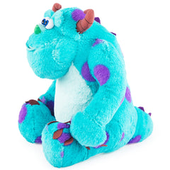 Jay Franco Sully pillow buddy close-up fabric, plush texture and Monsters Inc charm.