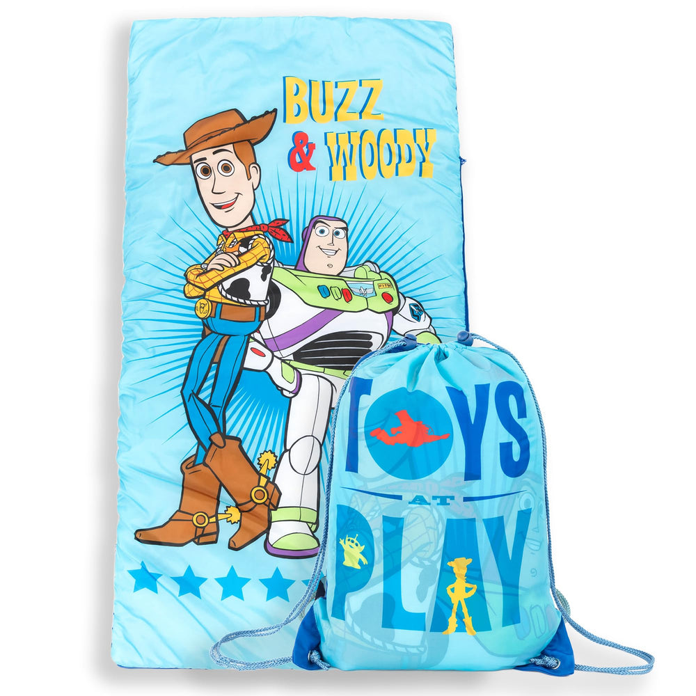 Jay Franco Toy Story slumber sack with Woody and Buzz for cozy sleepovers