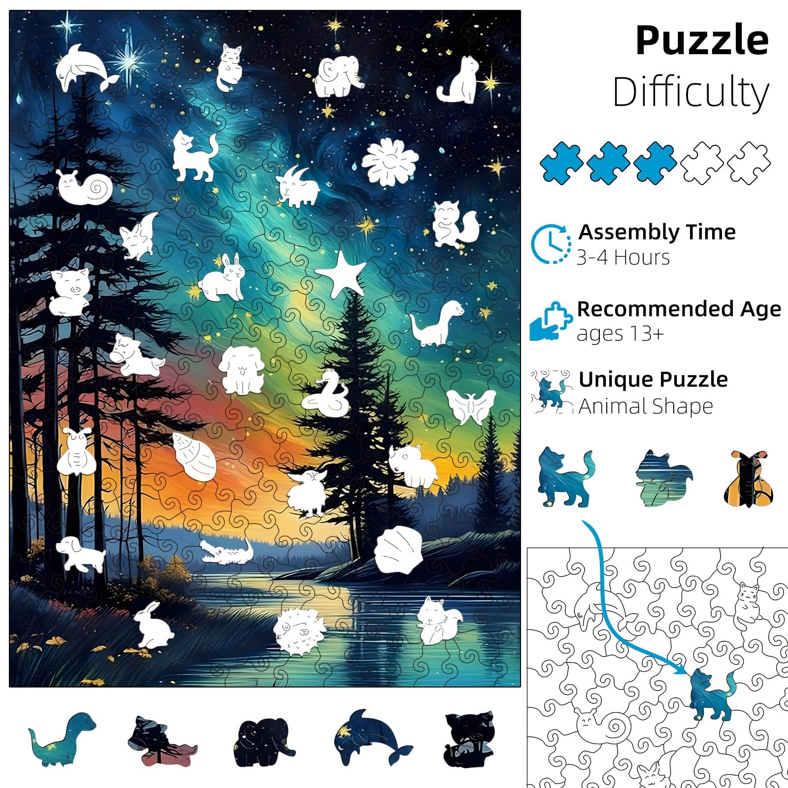 Jazcimdo thick solid wood puzzle pieces ensure durable, satisfying handling.