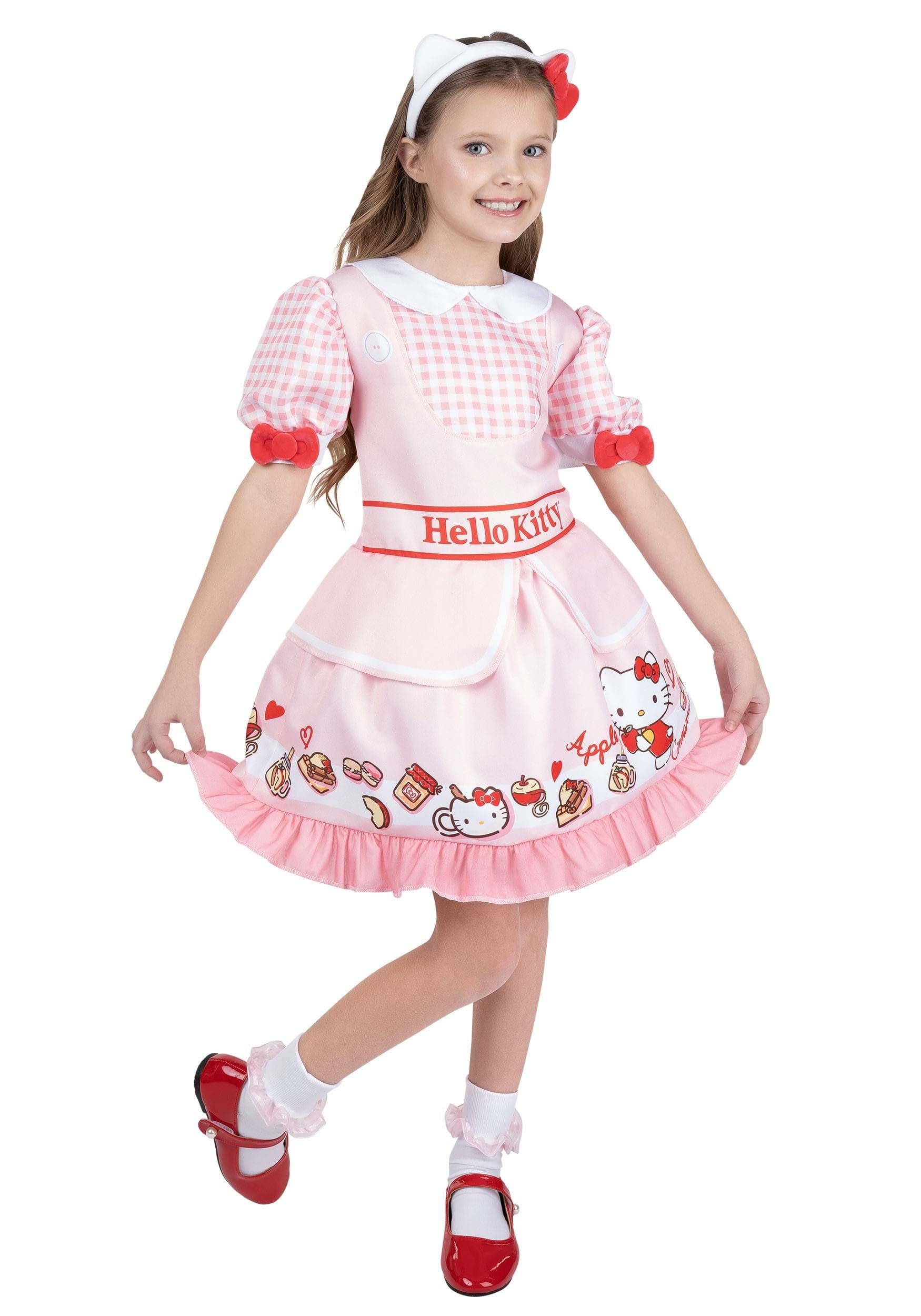 Jazwares Costume Play Hello Kitty dress front view, authentic licensed design for kids' Halloween
