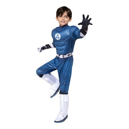 Jazwares Mr. Fantastic jumpsuit front view for kid cosplay.