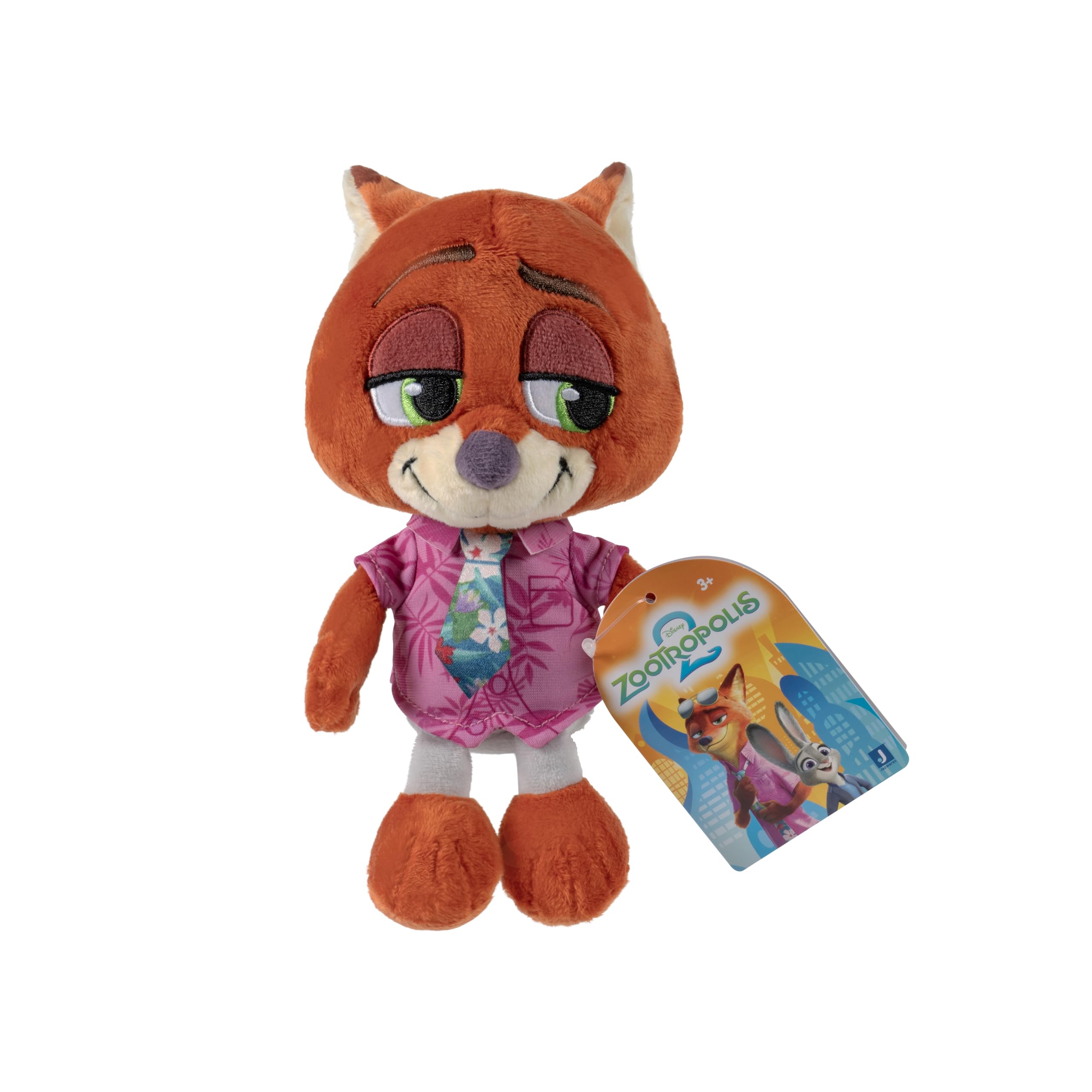 Jazwares Nick Wilde plush packaging view shows collectible display option.