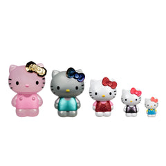 Jazwares Hello Kitty 50th Anniversary nesting figure in transparent finish, ideal for shelf display.