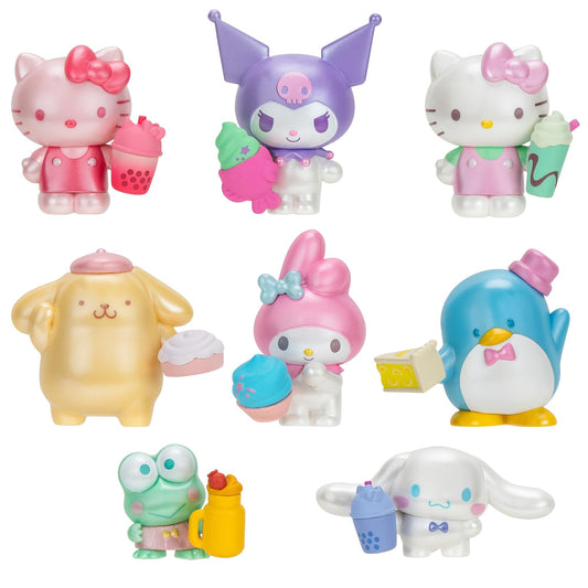Jazwares Hello Kitty Sweet Snacks 8-Pack Hello Kitty figure with pearlized finish for display.