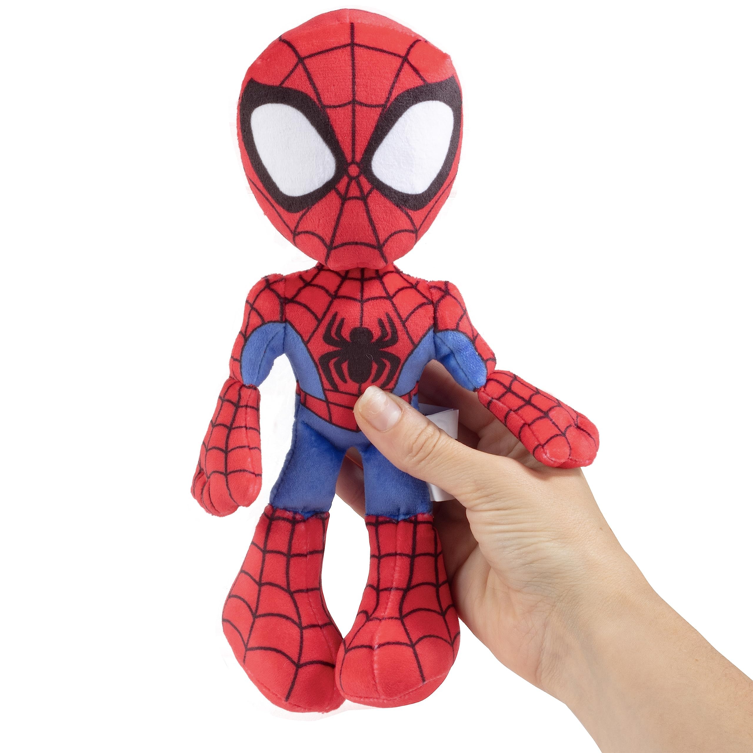 Close-up of soft fabric and stitching on Jazwares Spidey plush