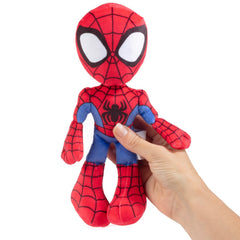 Close-up of soft fabric and stitching on Jazwares Spidey plush