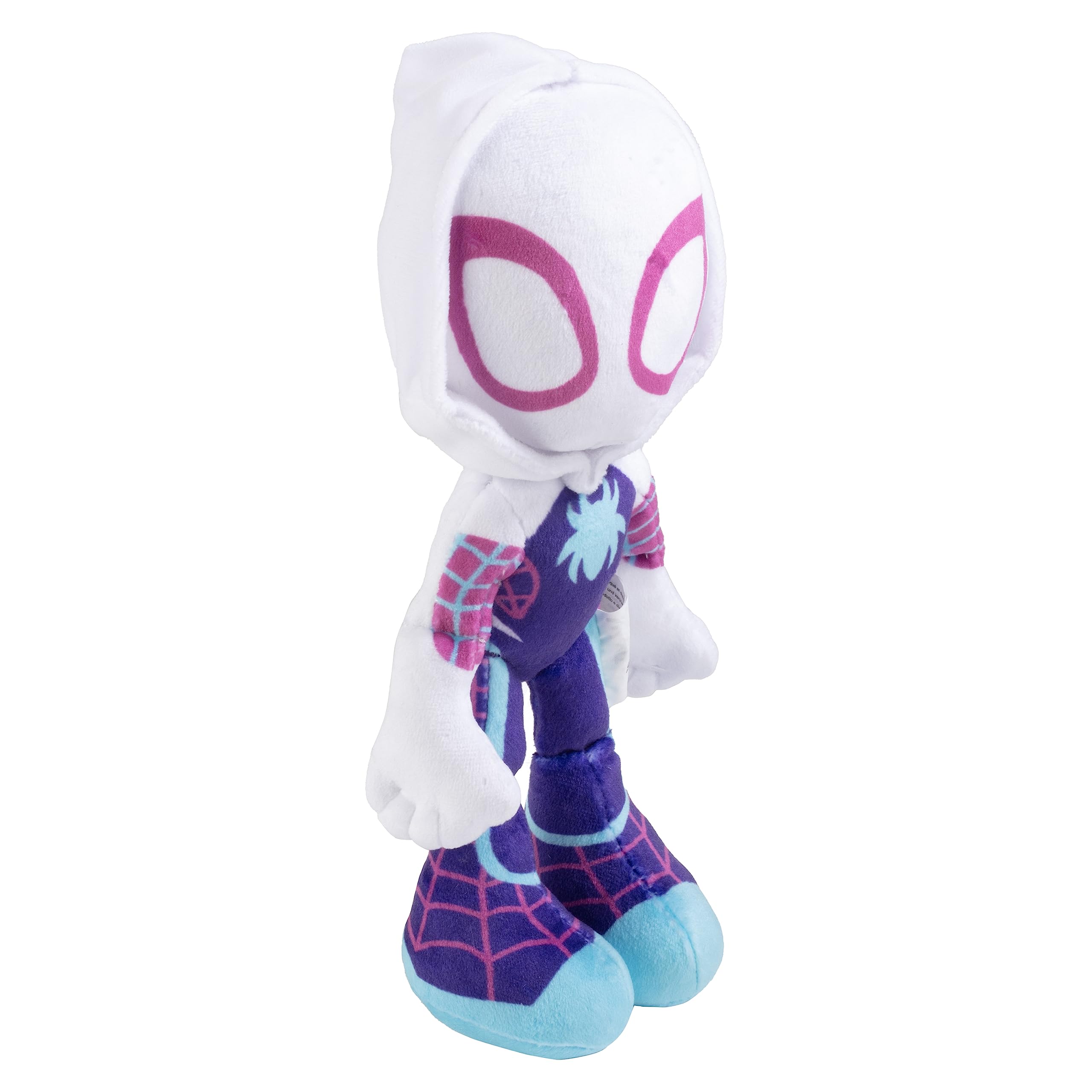 Jazwares Marvel Gwen Stacy Ghost Spider plush back view showing its compact 8 inch size.