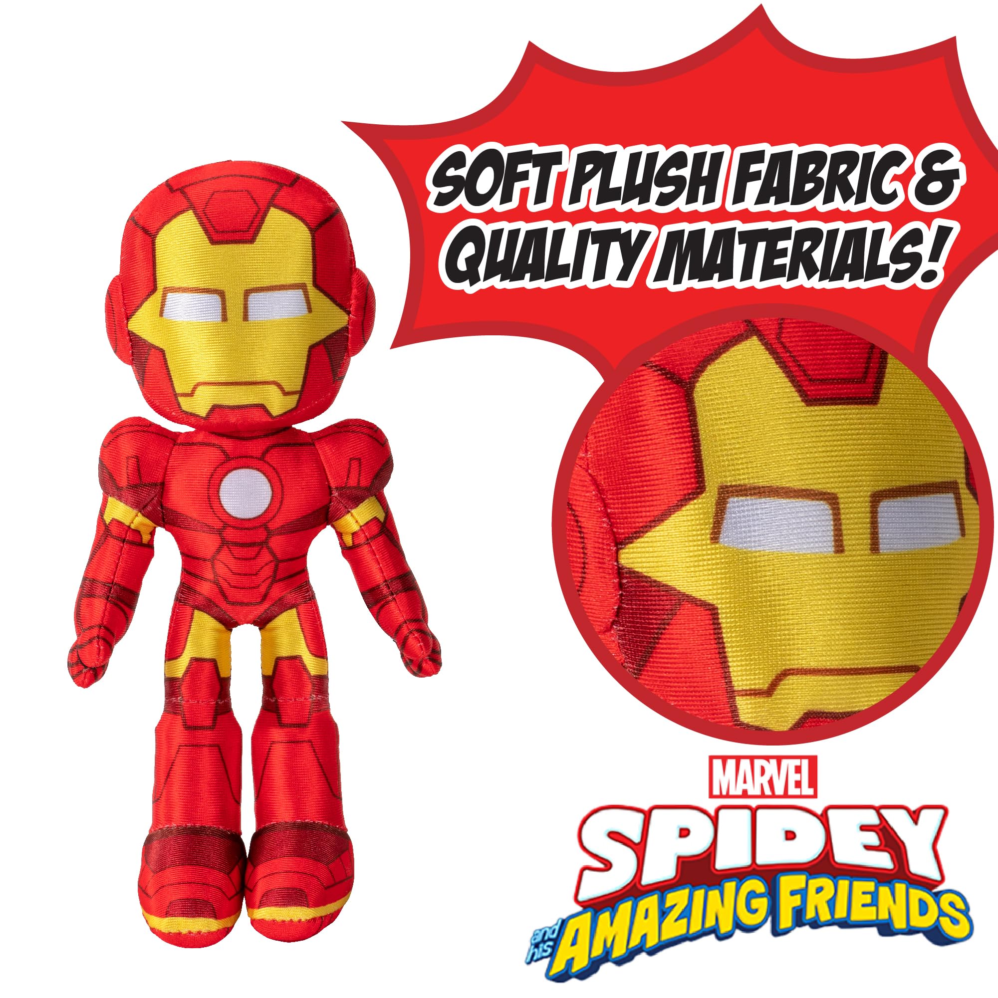 Jazwares Marvel Iron Man plush side view, ideal for on-the-go play