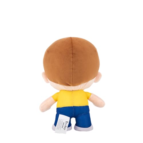 Jazwares Morty plush blue yellow outfit, vivid color that pops on shelves