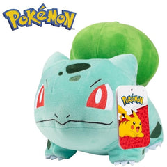 Jazwares Pokémon Bulbasaur plush 8in color details, vibrant hues and textured leaves.
