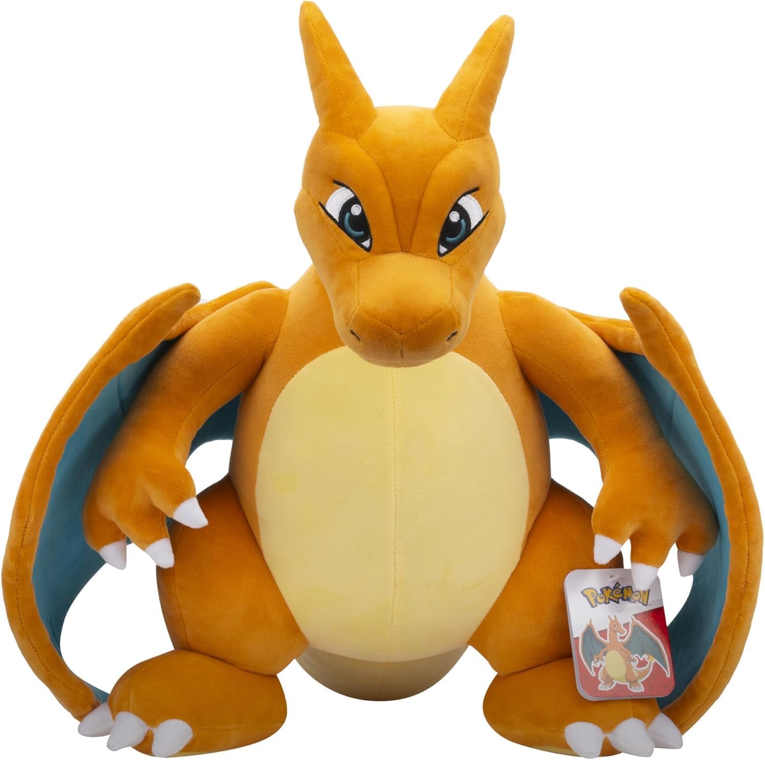 Jazwares Pokemon Charizard 24inch plush features smooth fabric and detailed design.
