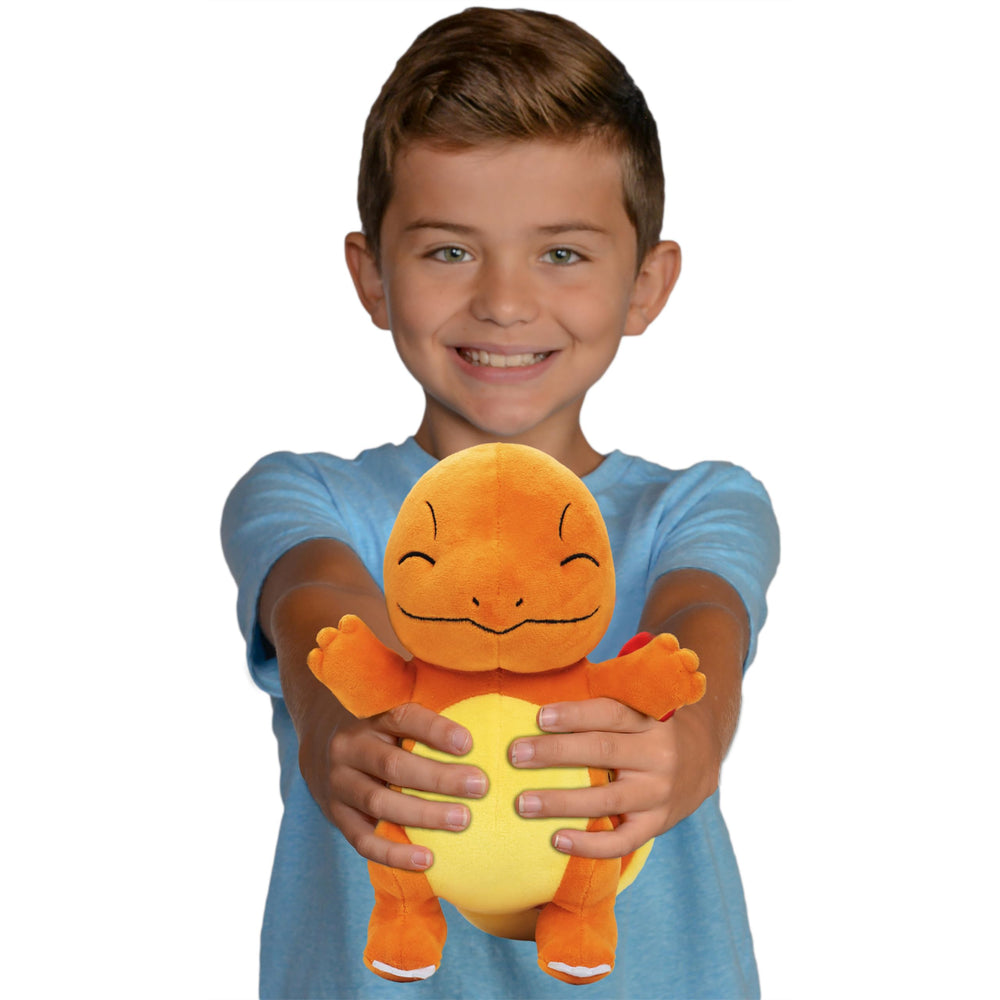 Jazwares Pokémon Charmander plush packaging view, ready for gifting.