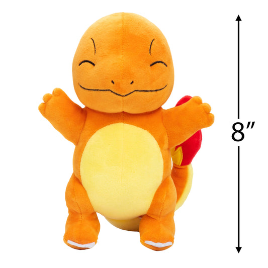 Jazwares Pokémon Charmander plush side view, perfect for imaginative play and display.