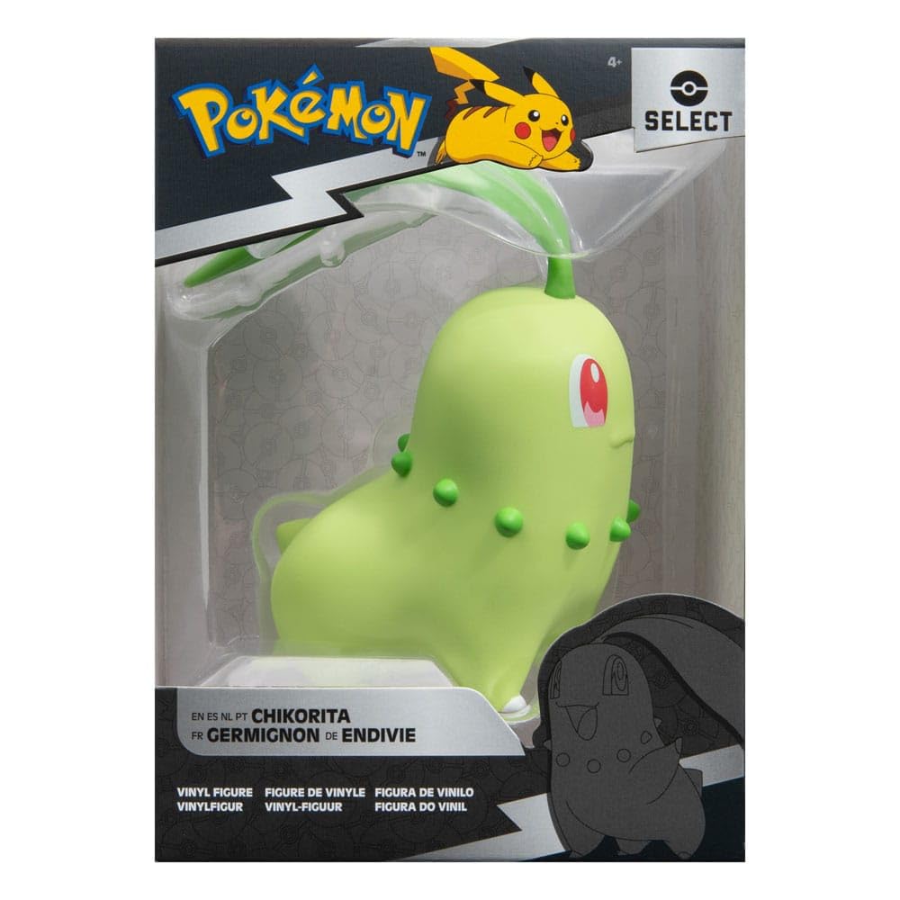 Jazwares Pokemon Chikorita vinyl figure, 4-inch display-ready collectible for fans and collectors