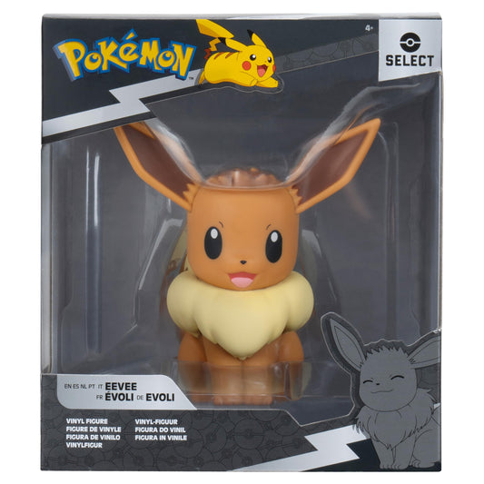 Jazwares Pokémon Eevee Select Figure front view, perfect desk companion for study sessions.