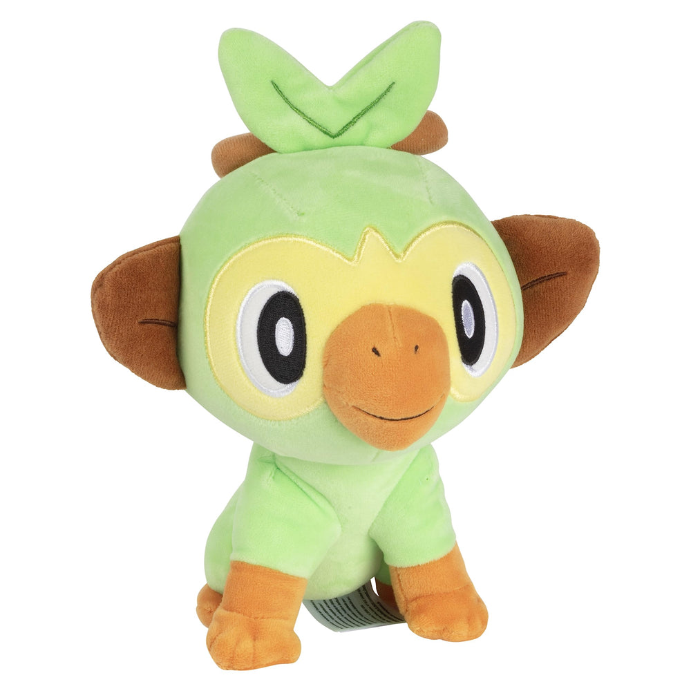 Jazwares Grookey 8-inch plush, side view, perfect travel companion for adventures.