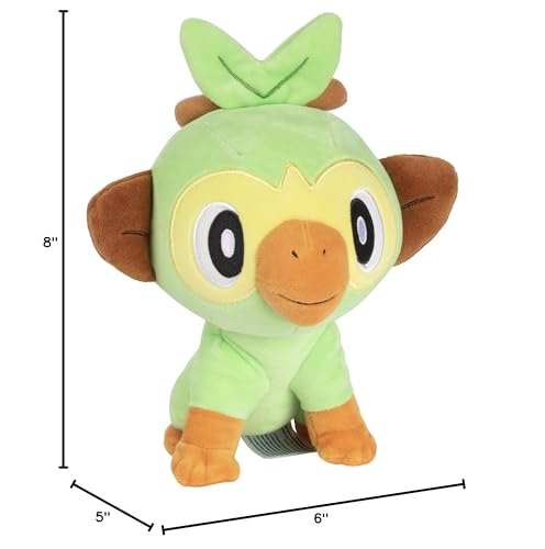 Jazwares Grookey 8-inch plush toy, perfect for imaginative play and display.