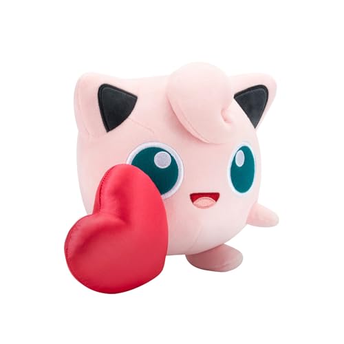 Jazwares Pokemon Jigglypuff plush face close-up showing authentic animated details.