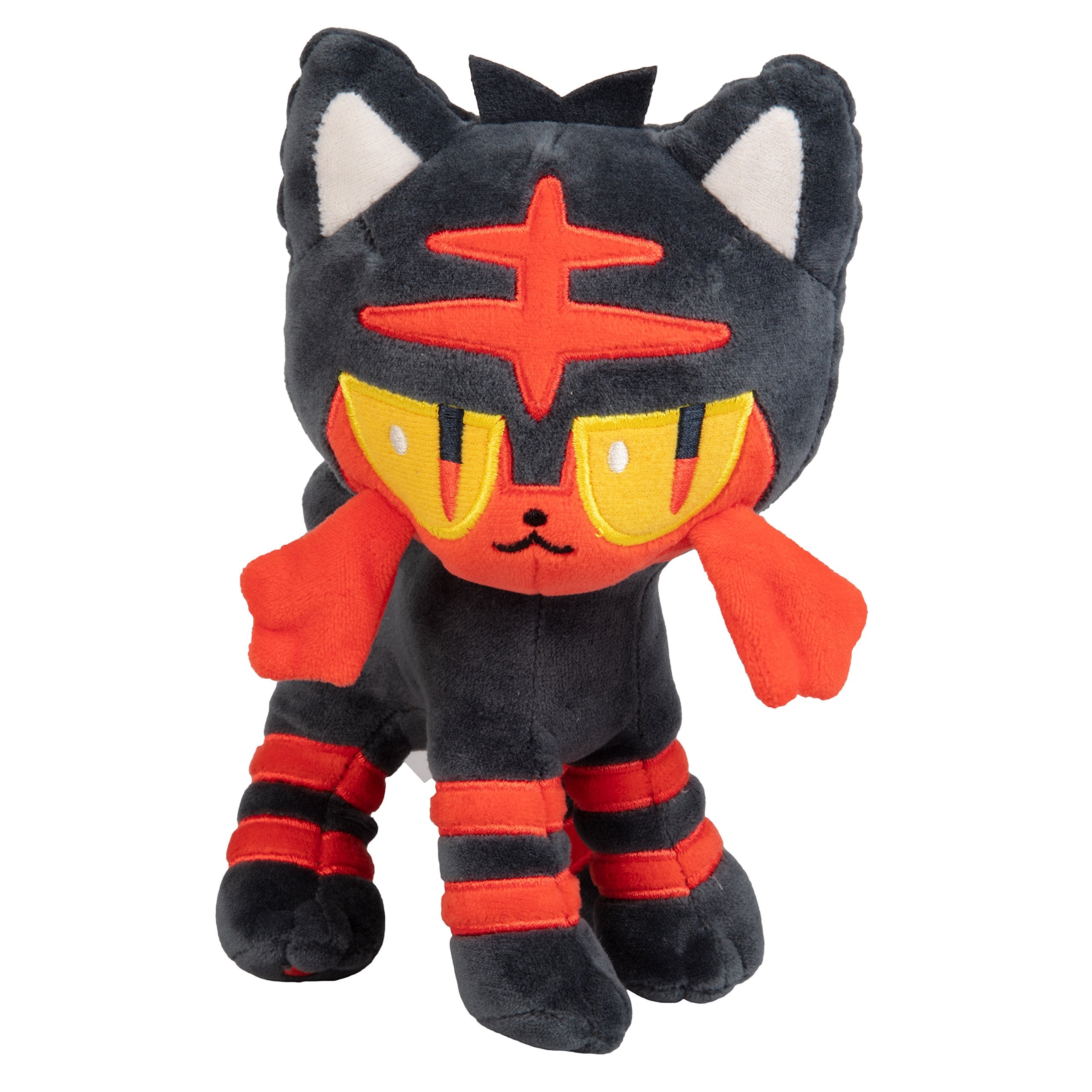 Jazwares Pokémon Litten plush 8in front view, perfect for cuddling and display.