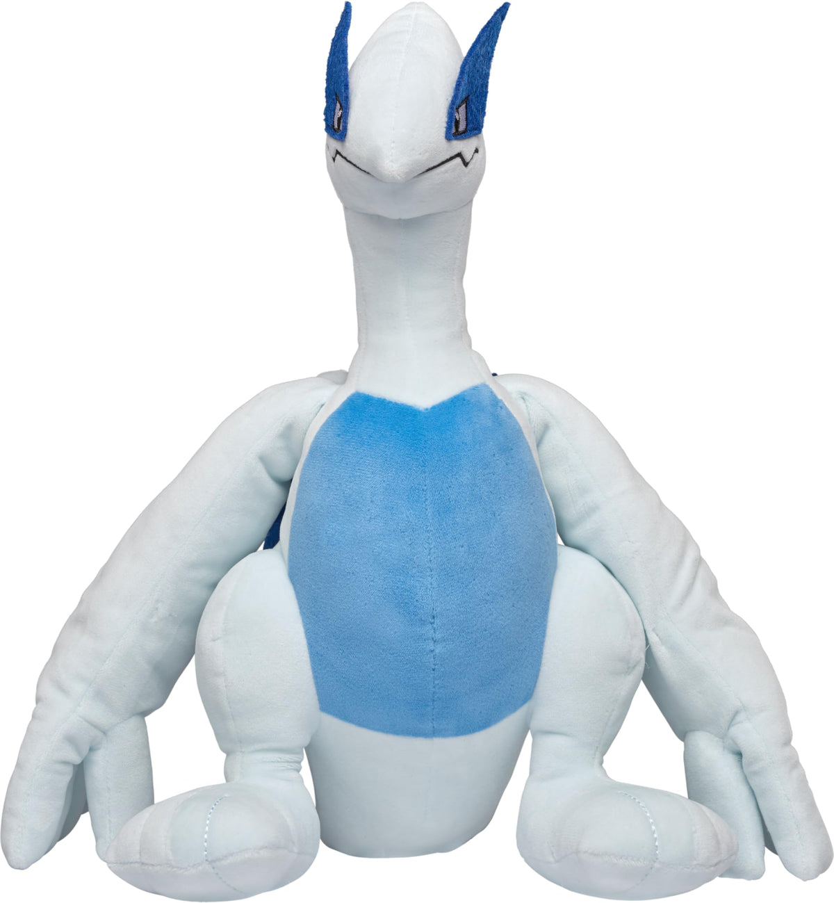 Jazwares Pokemon Lugia plush 12in front view, ultra-soft fabric ideal for cuddling and display.
