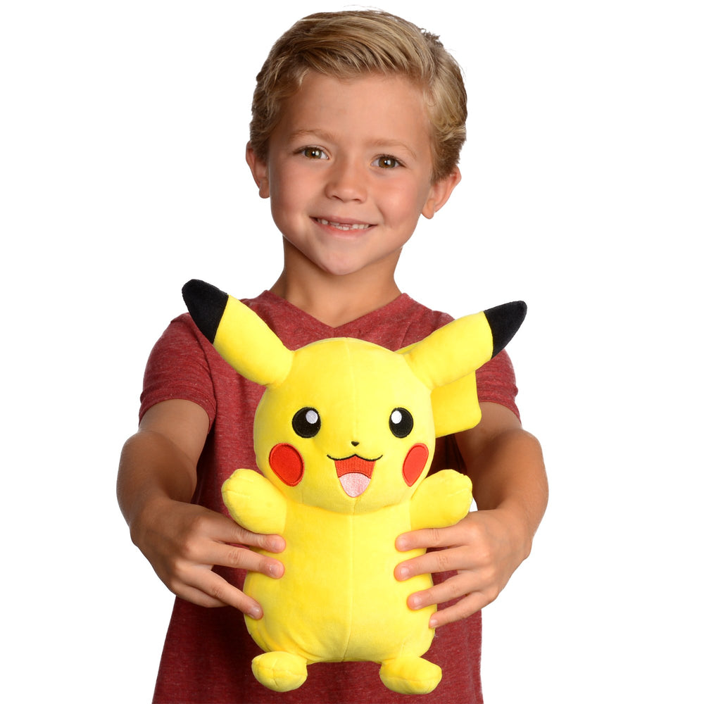 Jazwares Pikachu plush 12in detailed eyes, charming character accuracy.