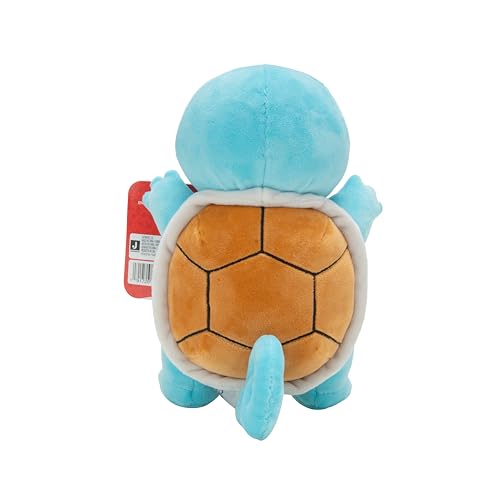 Jazwares Pokémon Squirtle 8-Inch Plush back view, perfect for display and hugs.