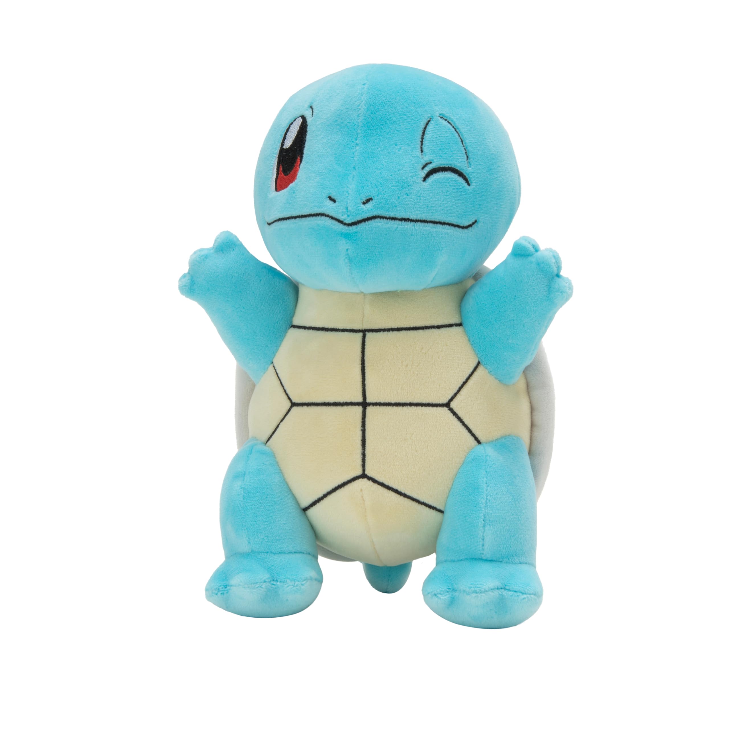 Jazwares Pokémon Squirtle 8-Inch Plush front view, soft cuddle buddy for playtime.