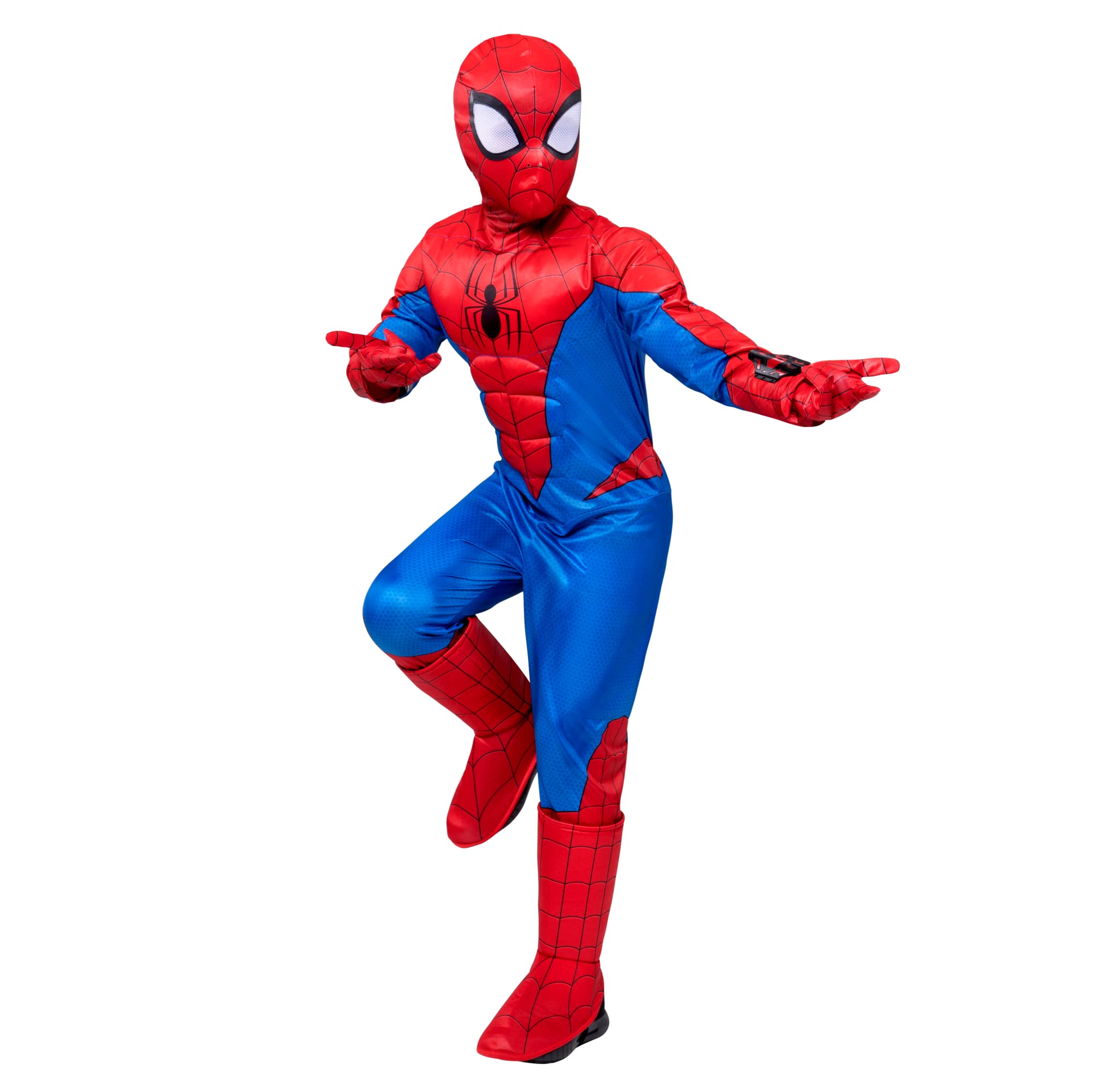 High-resolution printed Spider-Man design on the suit for iconic look