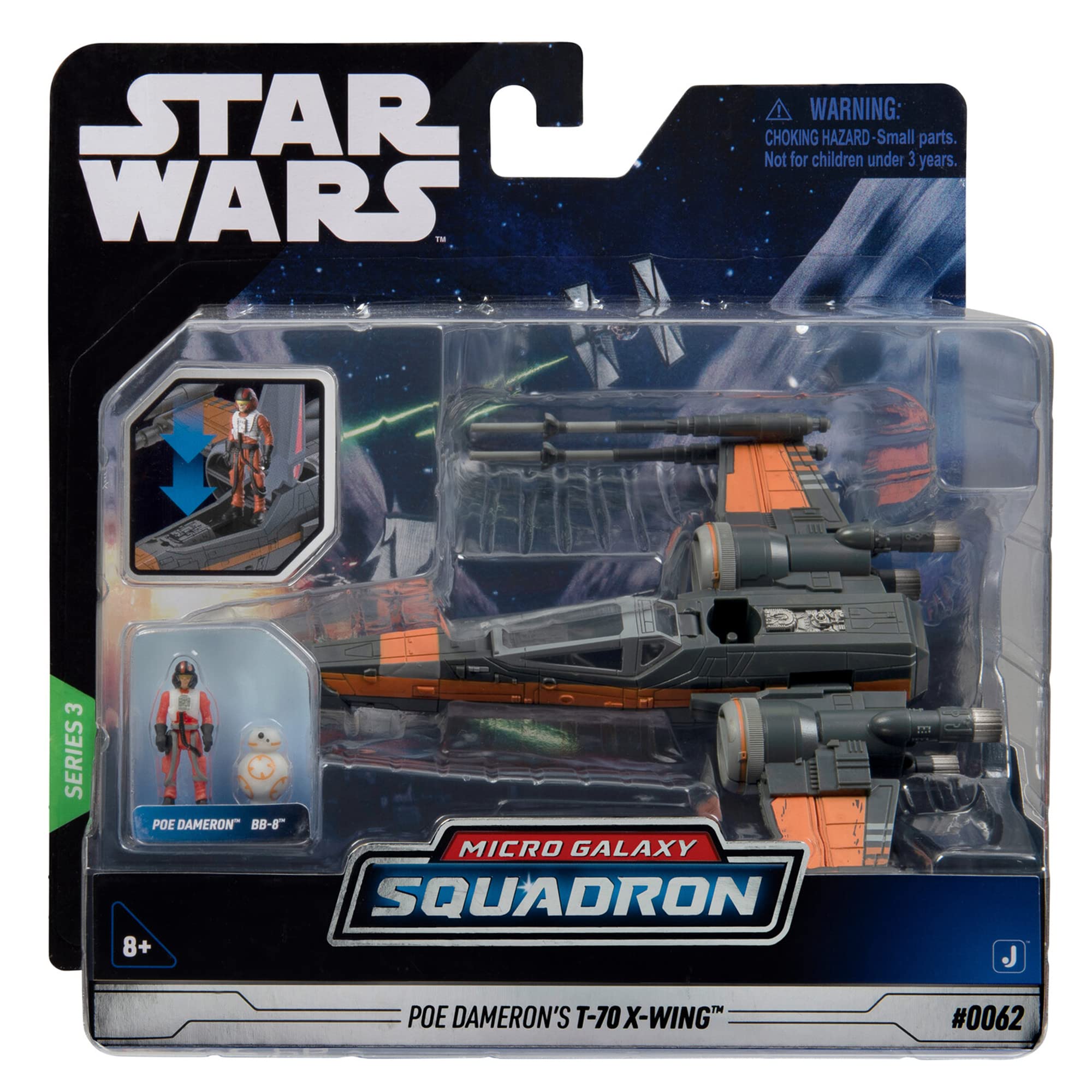 Jazwares Poe Dameron X-Wing cockpit opening adds dramatic pose options